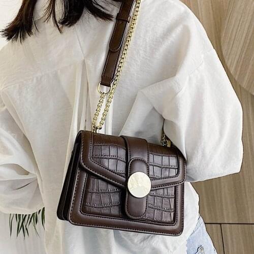 Brand Chain women Shoulder bag Mini Stone Pattern PU Leather Crossbody Bags For Women Handbags 2021 vintage small messenger bags