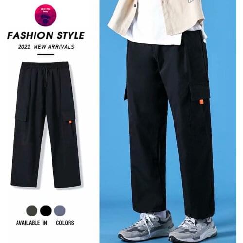 Summer Mens Pants Hip Hop Fashion Streetwear Jogger Straight Trousers Men Casual Men Clothing Elastic Waist Cargo Pants Men