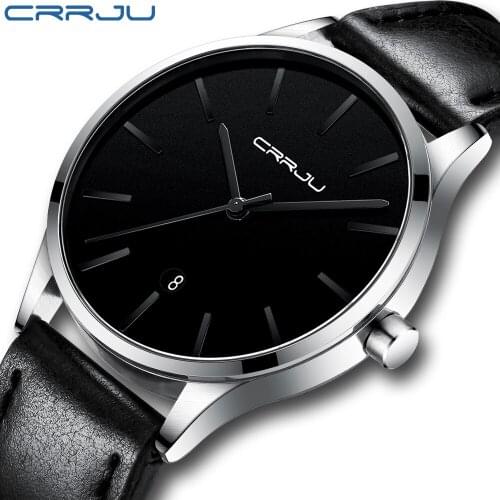 2020 NEW CRRJU Top Luxury Brand Men Sport Watches Mens Quartz Clock Man Army Military Leather Wrist Watch Relogio Masculino
