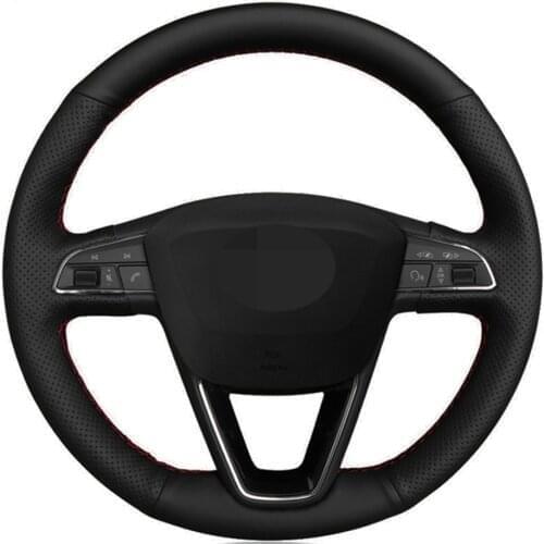 Car Steering Wheel Cover DIY Black Artificial Leather For Seat Leon 5F Mk3 2013-2019 Ibiza 6J Tarraco Arona Ateca Alhambra