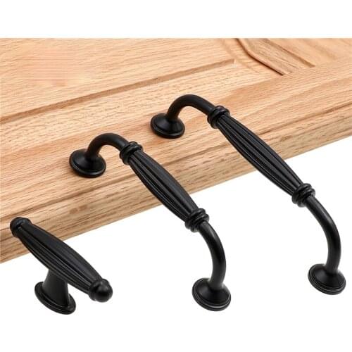 Black Aluminum Alloy Door Handle Drawer Kitchen Cupboard Cabinet Drawer Pull Knobs for Furniture Hardware with Screws