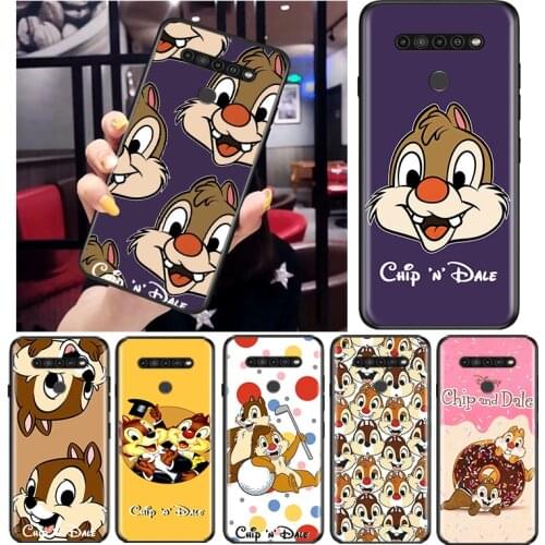 Disney Chip 'n' Dale cute for LG G8 G8S G8X V30 V35 V40 V50 V60 ThinQ Q60 K40 K50 K30 K41 K51 K61 K71 K92 Black Phone Case