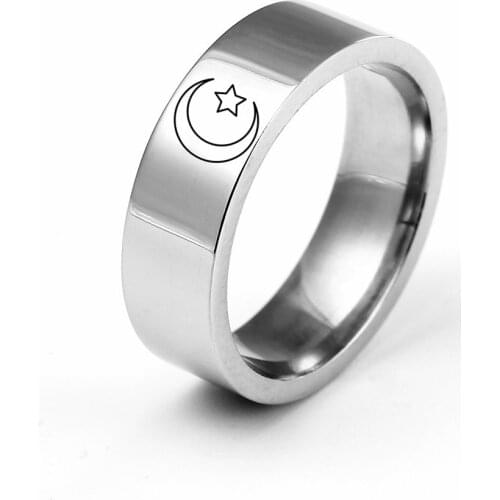 MOREDEAR Charm Design 6mm Stainless Steel Ring For Men and Women MOON STAR Ring