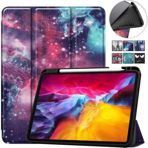For iPad Pro 12 9 2021 Case with Pencil Holder Trifold Stand Smart Cover Tablet Coque For iPad Pro 12 9 12.9 Case 2021 2020 2018