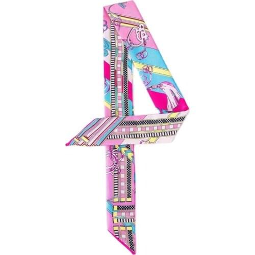Luxury Brand Bag Scarf Chain Print Women Silk Scarf Skinny Bag Ribbon Headband Head Scarf Long Scarves & Wraps C27