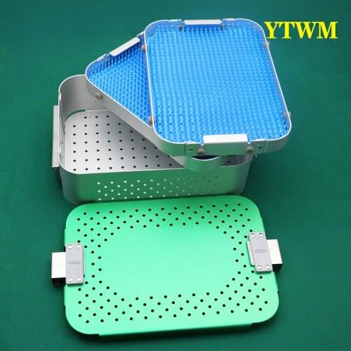 Surgical high pressure sterilization instrument sterilization box double stainless steel aluminum alloy silica gel with silica g