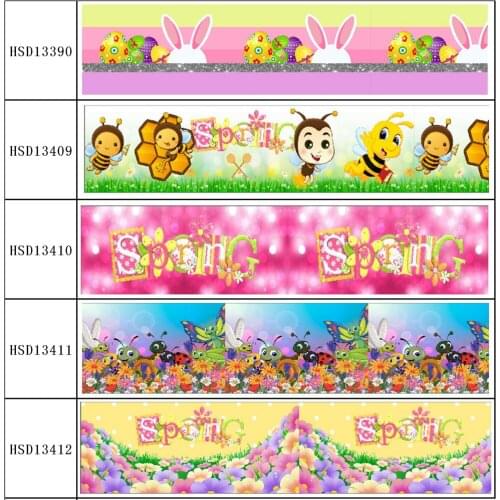 HuangTao 22MM 25MM 38MM 50MM 75mm Printed Pattern on Grosgrain Ribbon for diy ribbon