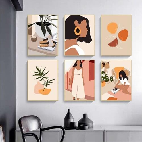 And Prints Wall Pictures For Living Room Decor Abstract Fashion Vintage Girl Minimalist Wall Art Canvas Painting Nordic Posters