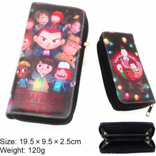 Anime Stranger Things PU Wallet Will Jonathan Zip Purse Card Holders Leather Layers Boys Girls Long Coin Cosplay Moneybag