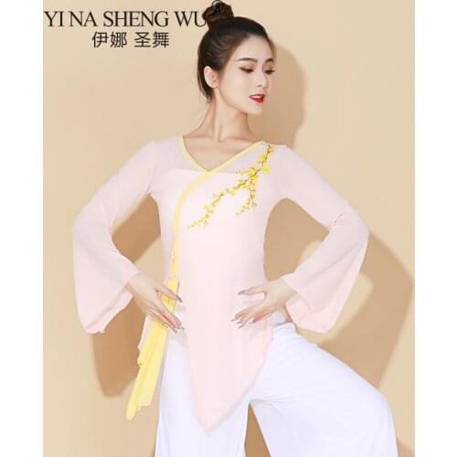Classical Dance Gauze Summer Body Rhyme Elegant Practice Clothes New Chinese Dance Dance Clothes Trumpet Sleeve Suit For Women