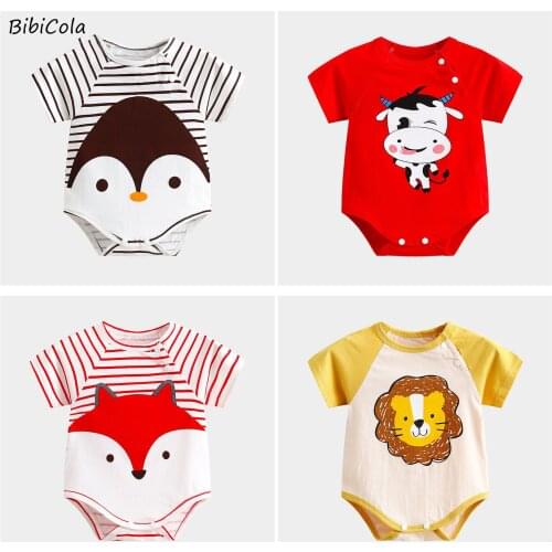 Summer Newborn Baby Romper Cartoon Baby Clothes Girl Jumpsuit Cotton Short Sleeve O-neck Infant Boys Romper 0-24 Months