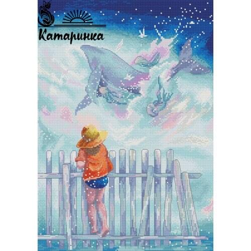 Dream of the sea 35-46 Cross Stitch Set DIY Kit Embroidery Needlework Craft Packages Cotton Fabric Floss