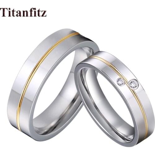 LOVE Alliances Glossy His and hers couple wedding rings set for men and women Eco titanium stainless steel marriage jewelry