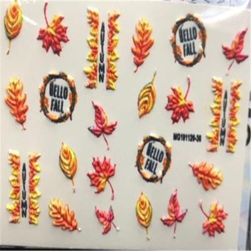 High Quality Fashion Cubic Engraved Flowers& Leaves 6d Diy Acrylic Water Slide Nail Decals Nail Art Nail Decoration