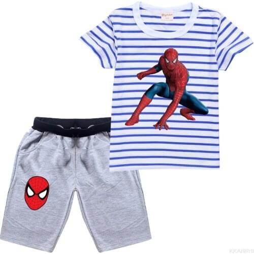 Disney new summer Spider Man European and American style cartoon print casualshort sleeve suit