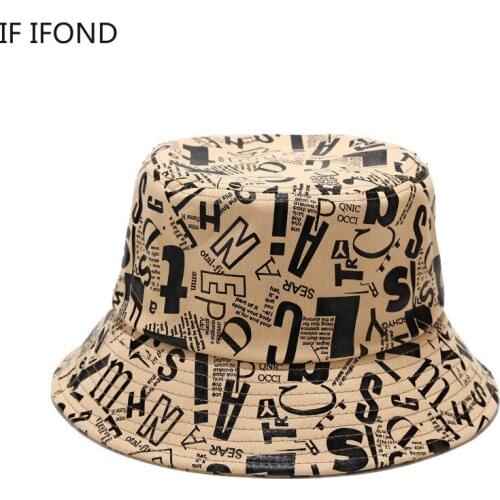 European American style Foldable print Cap Unisex Letter Graffiti Hip Hop Gorros Panama Bucket Hat bonnet
