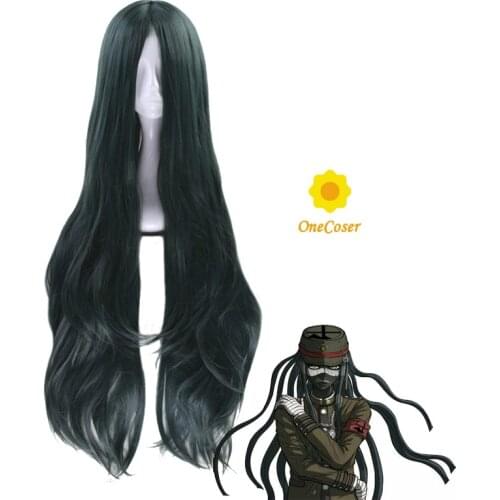 Danganronpa V3: Killing Harmony Korekiyo Shinguji Long Dark Green Wig Synthetic Hair Dangan Ronpa + Free Wig Cap Party Role Play