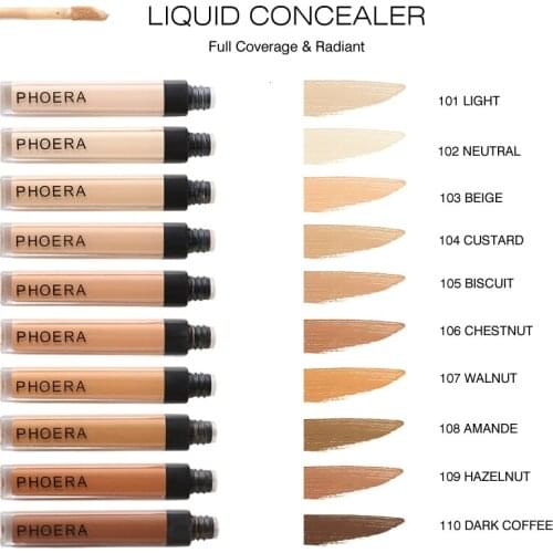 PHOERA Liquid Perfect Cover Face Concealer Cream Pore Dark Circles Brighten Concealer Base Primer Base Maquiagem TSLM2
