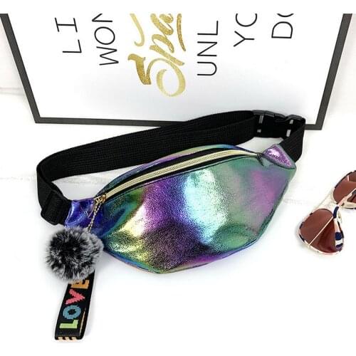 2021 Women Reversible Sequins Glitter Waist Bag Pouch Hip Purse Satchel Laser Bag Girls Chest Waist Pack