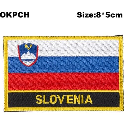Slovenia Flag patcheswork fabric embroidery patch cutstom DIY stickers on clothing with iron PT0165-R