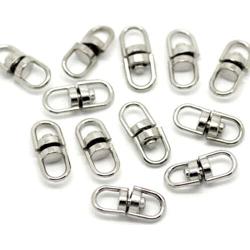 50Pcs Swivel Key Ring Connectors Clasps Whirl Classic Silver Tone Alloy Jewelry DIY Findings 16x7mm