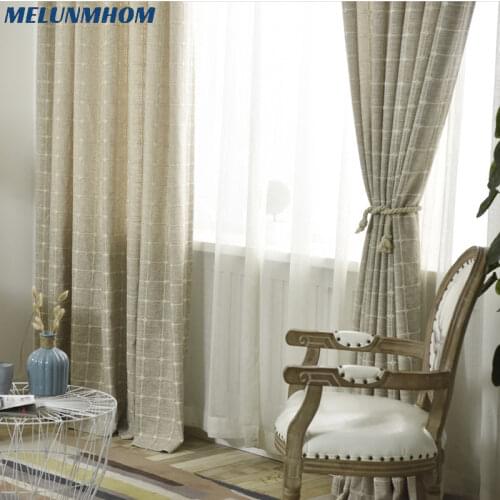 Modern Minimalist Solid Gray Thick Curtains for Living Room Bedroom Window Curtain Cotton Linen Fabric for Kitchen Decorative