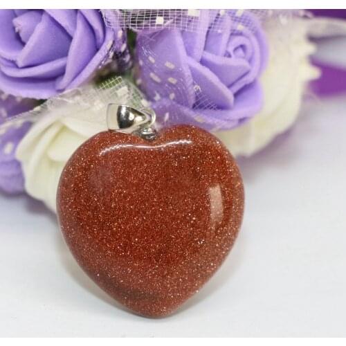 High grade jewelry gold-color sandstone heart shape pendant 2pcs free shipping women charms hot sale accessory 3 sizes B1836