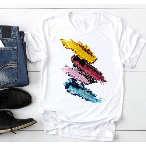 Women Make Up Cute Finger Nail Trend New Fashion Cartoon Summer Lady Print Tee Graphic T Top Female Tshirts Clothes T-Shirt