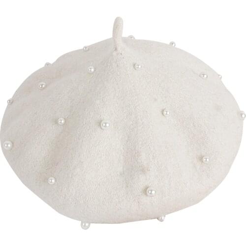 2-6Y Fashion Princess Kids Girls Caps Berets Lovely Pearl Beanies Hats Spring Autumn Winter Toddler Girls Hats
