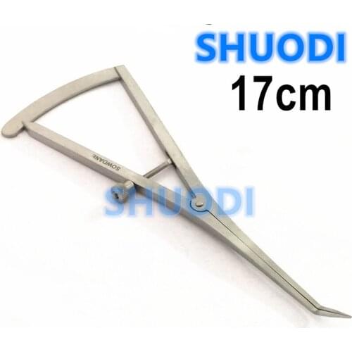 Dental Implant Castroviejo Bone Caliper Dental Crown Gauge Calipers Dentist Medical Ruler 17cm Curved Tip