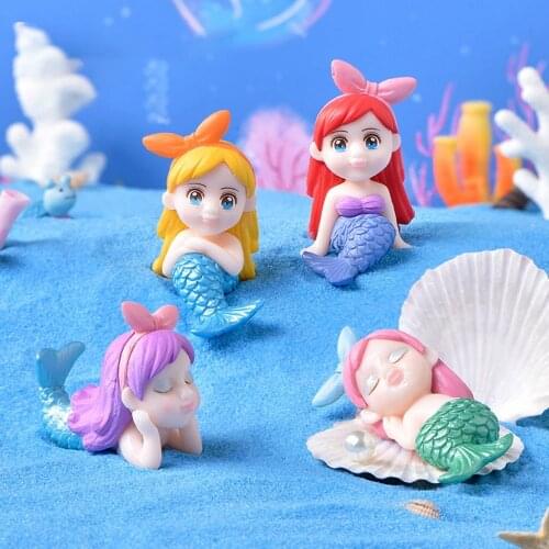 1pc Mini Aquarium Fish Tank Cute Little Mermaid Ornament Aquarium Desk Decoration Accessories Home Decor Accessories