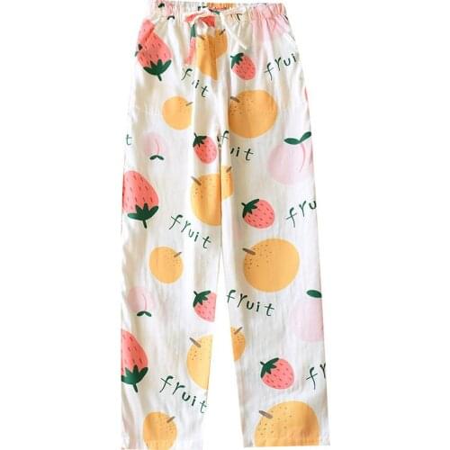 100% Cotton Sleep Pant Summer New Night Pants For Women Casual Print Flower Bottom Sweet Sleepwear Loose Female Pajamas Clothes