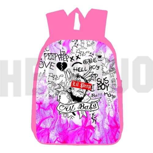 12/16 Inch Mochila Rapper Lil Peep Backpacks for School Teenagers Girls 3D Anime LOVE Lil Peep Bag Back To School Pink Book Bag