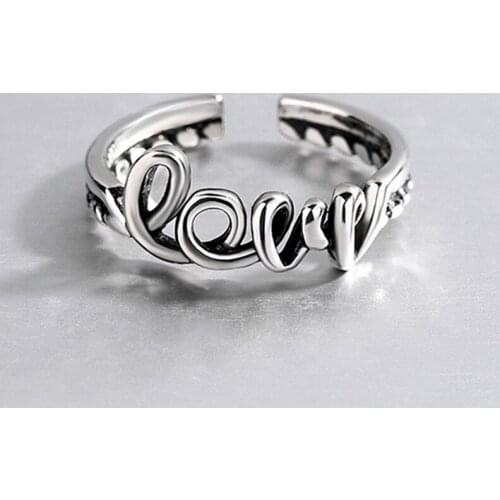 2020 New Fashion Creative Heart-shaped LOVE Rings for Women Wedding Couple Vintage Weaving Alphabet Finger Jewelry