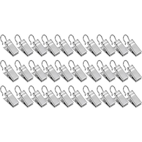 30 Pcs Curtain Clips Hook Heavy-Duty Metal Silver Socks Hangers Photo Clips Curtain Hook Clips for Bathroom Outdoors