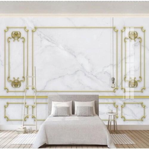 Custom 3D Wall Mural European Style 3D Golden Decorative Lattice Marble Wallpaper Living Room Bedroom Luxury Papel De Parede 3 D