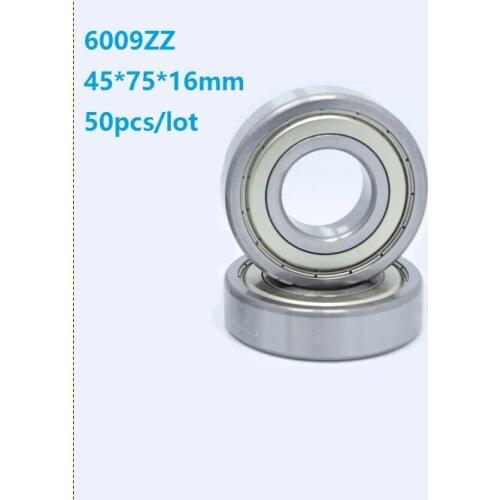 50pcs/lot 6009ZZ 6009Z 6009 Z ZZ 45*75*16mm Double metal cover Deep Groove Ball bearing 45x75x16mm
