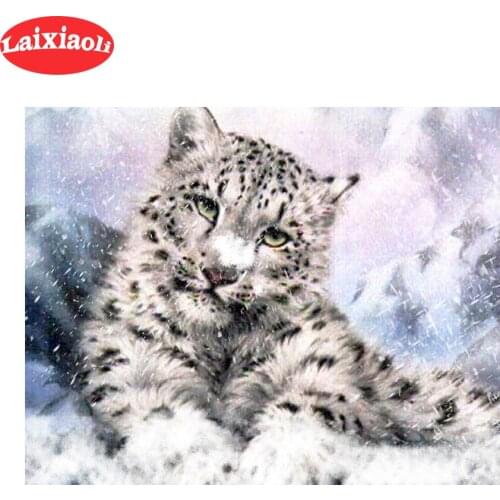 5d cross stitch diy Mosaic Animal leopard diamond embroidery all drill square drill wallpaper living room decoration No Frame