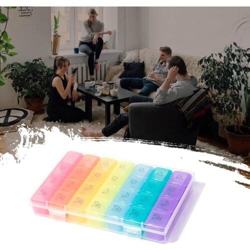 7 Days Pill Box Medicine Pill Case Organizer LED Timer Reminder 28 Grids Weekly Tablets Storage Pill Dispenser Alarm Clock