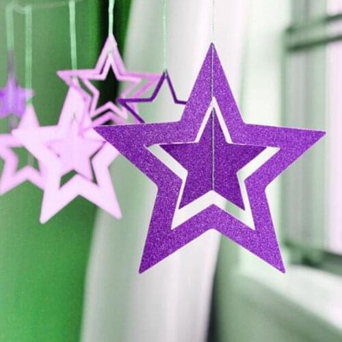 7pcs/set Shining Star Paper Drop Garland Banner Bunting Banner For Baby Shower Kids Christmas Wedding Hanging Decoration