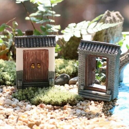 Resin Crafts Open Door Model Mini Fairy Garden Miniatures DIY Doll House/ Terrariums/ Bottle/ Micro Moss Landscape Decoration