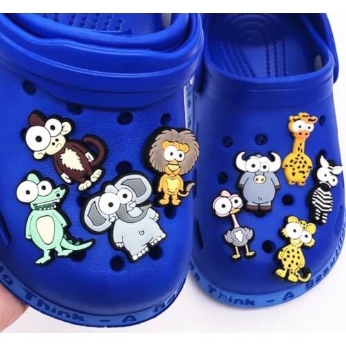 Free Shipping 50Pcs Novelty Anime Cartoon Elephant Shoe Charms Japan Animals Shoe Buckle Decoration for Party Gift