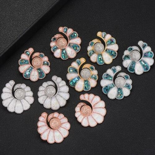 Shiny Romantic Shell Charms Multicolor AAA Crystal Stud Earrings Trendy Statement WaterDrop Earrings For Women Fashion Jewelry