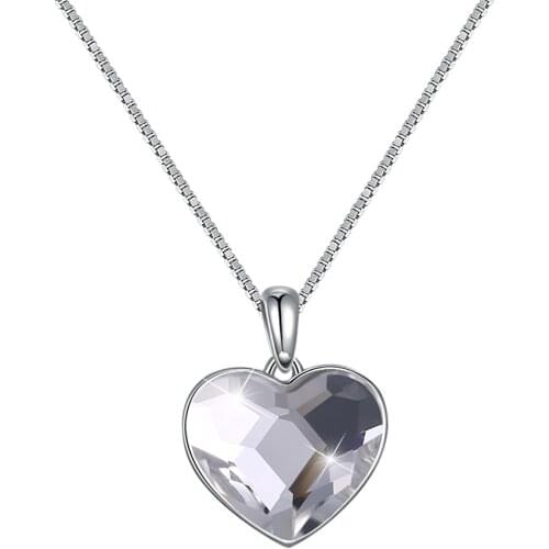ZEMIOR 925 Sterling Silver Heart Austria Crystal Pendant Necklaces For Women Fine Jewelry Hot Sale Romantic Anniversary Gift