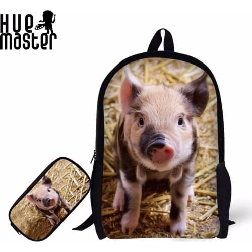 Piggy Printing Children Backpack School Supplies School Bag For Primary Student +Pencil Case Cute Squirrel Study Bags Pencil Box