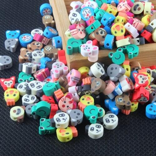 DIY Cartoon Animal Soft Pottery Slice Bracelet Beads Material Loose Beads Childrens Handmade Jewelry Accessories Bead Wholesale