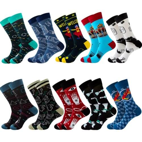 DTSTARZG color cotton socks male racing crown chemical symbol male socks casual fashion winter crew socks funny male socks
