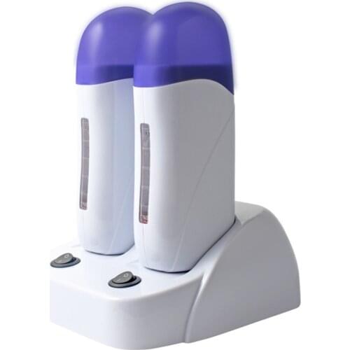 EAS-Double Depilatory Wax Heater Hot Body Hair Removal Roll on Depilation Waxing Machine Salon Beauty with Heater Base UK Plug