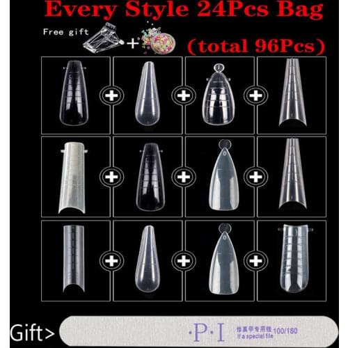 Dual Nail Art Extension Mold Quick Building Finger UV Extend Gel Full Cover Combinations Coffin Stiletto Nail Manicure Tools