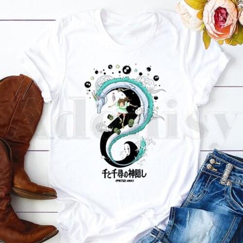 Japan Anime Cartoon Spirited Away Miyazaki Hayao Short Sleeve Female Tops Tees Harajuku VintageT Shirts Womens T-shirt